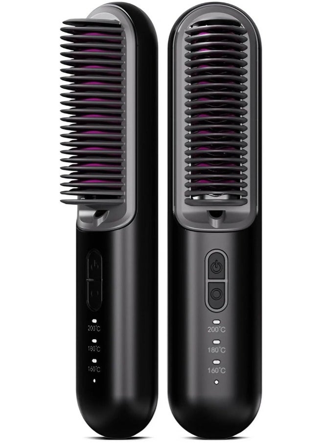 K.SKIN K.Skin Cordless Hair Straightening Comb Negative Lon Hair Care Portable Dua-Purpose Hairdressing Comb Electric Comb Straightening KD382S,Black  - Image 1