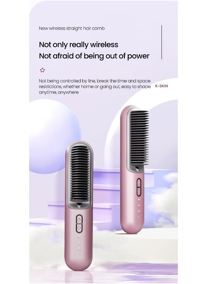 K.SKIN K.Skin Cordless Hair Straightening Comb Negative Lon Hair Care Portable Dua-Purpose Hairdressing Comb Electric Comb Straightening KD382S,Black  - Image 2
