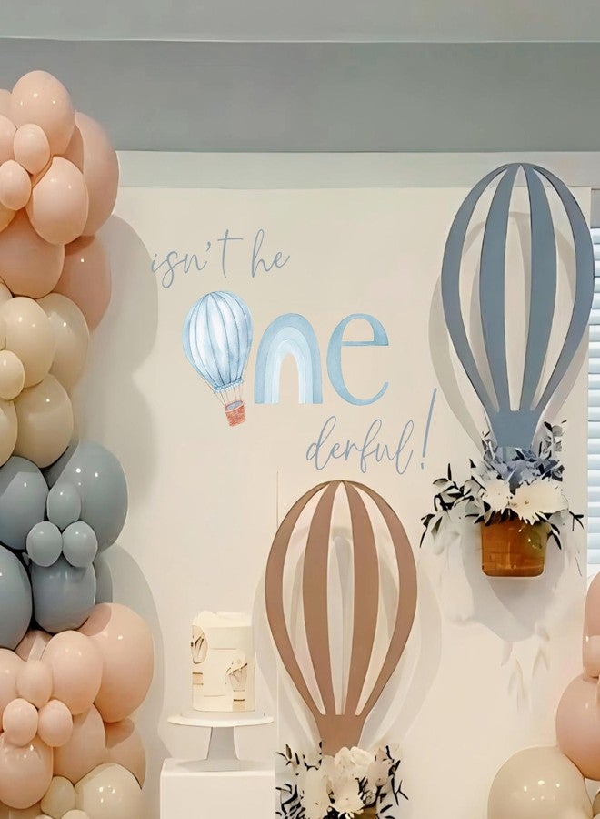 BOOMPA Blue Hot Air Balloon First Birthday Backdrop Decal Sign, One-Derful Theme Party Decoration, 31.5 x 19.7 inches (Blue（hot-air Balloon）) - Image 2