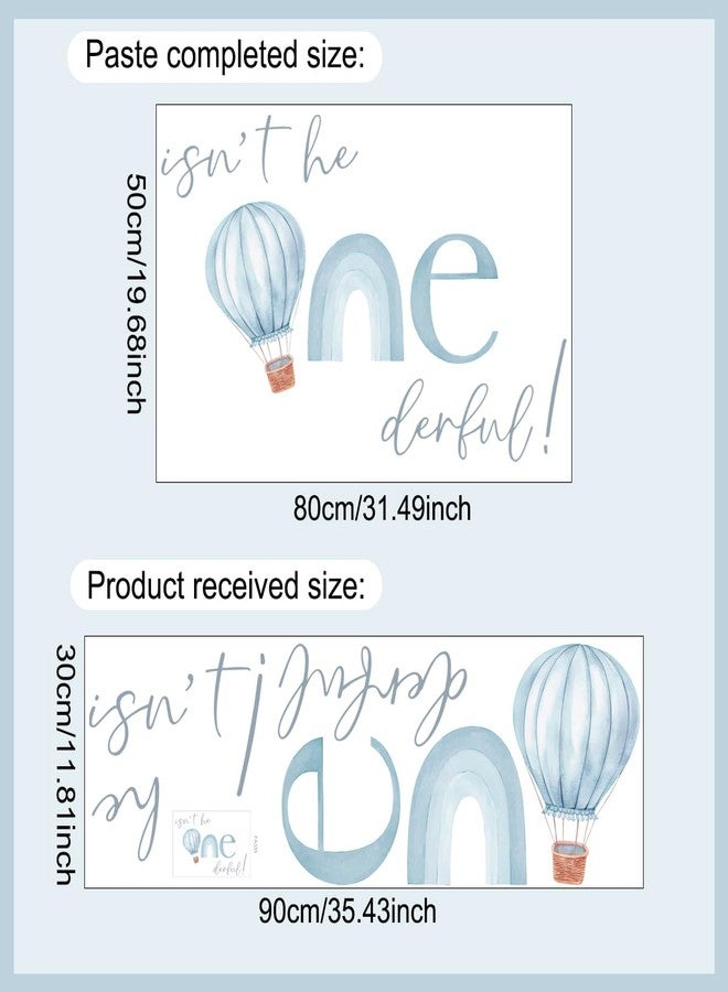 BOOMPA Blue Hot Air Balloon First Birthday Backdrop Decal Sign, One-Derful Theme Party Decoration, 31.5 x 19.7 inches (Blue（hot-air Balloon）) - Image 4