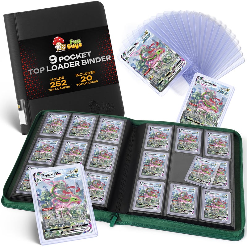 FunGuys Toploader Binder, Trading Card Binder Storage, 252 9 Pocket Top Loader Binder, Card Collection for Yugioh, MTG, TCG, Pokemon Card Folders - Image 1