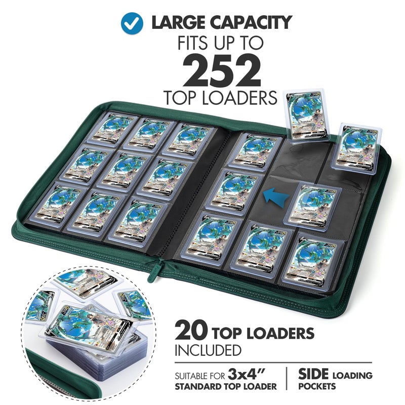FunGuys Toploader Binder, Trading Card Binder Storage, 252 9 Pocket Top Loader Binder, Card Collection for Yugioh, MTG, TCG, Pokemon Card Folders - Image 2