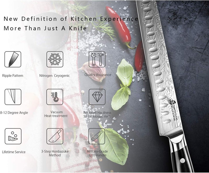 TUO Carving Knife - 12 Inch Brisket Carving Knife for Meat and Turkey - High Carbon Stainless Steel - Full Tang G10 Handle with Gift Box - Black Hawk S Series - Image 4