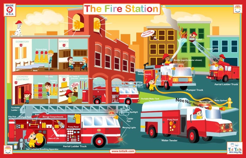 توت توك مفرش أطباق تعليمي Tot Talk Fire Station - Image 1