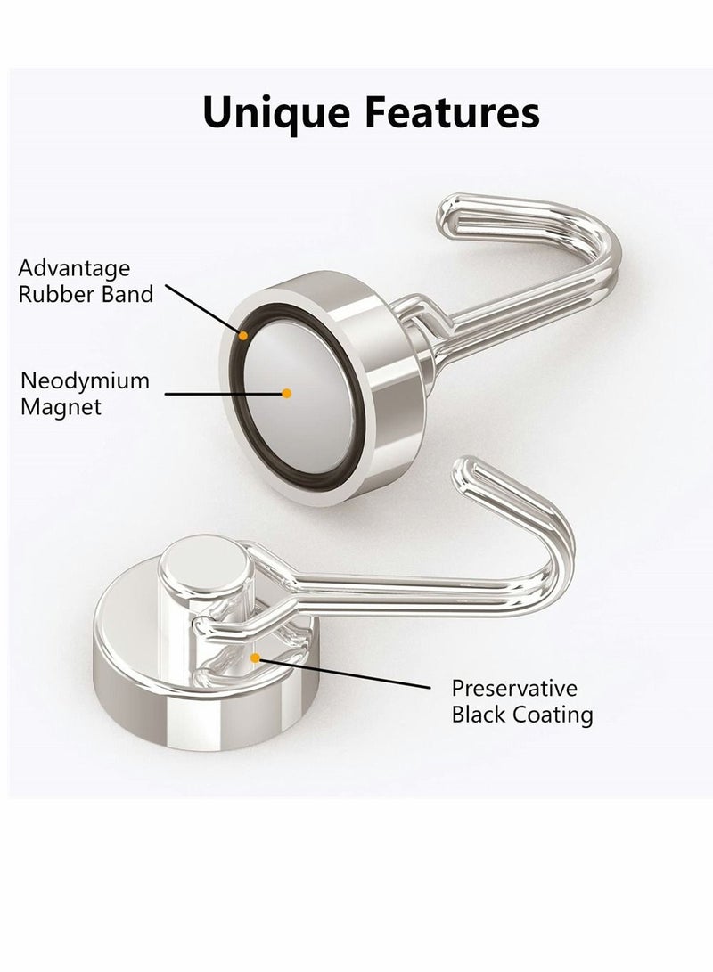 Magnetic Hooks Pack of 10 Silver Heavy Duty Strong Magnet Hook with Rust Proof for Indoor Outdoor Hanging Refrigerator Grill Kitchen Key Holder Locker Classroom - Image 2