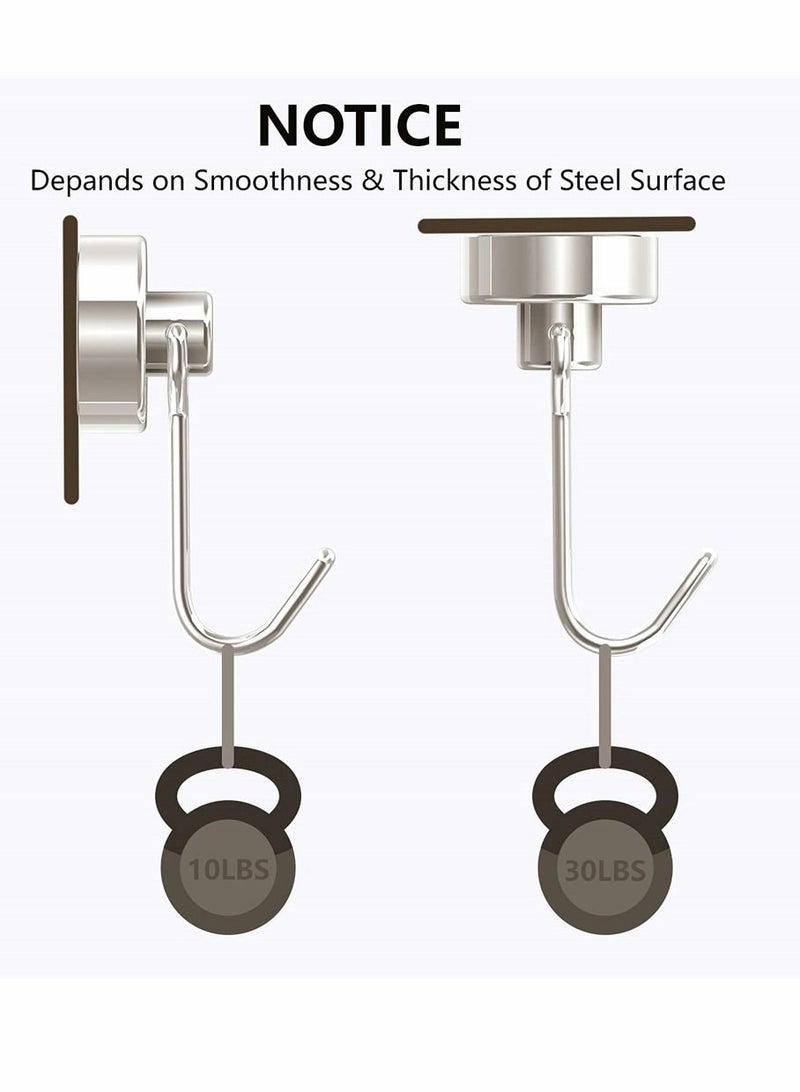Magnetic Hooks Pack of 10 Silver Heavy Duty Strong Magnet Hook with Rust Proof for Indoor Outdoor Hanging Refrigerator Grill Kitchen Key Holder Locker Classroom - Image 3