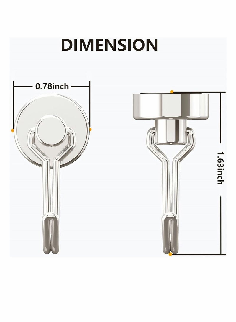 Magnetic Hooks Pack of 10 Silver Heavy Duty Strong Magnet Hook with Rust Proof for Indoor Outdoor Hanging Refrigerator Grill Kitchen Key Holder Locker Classroom - Image 4