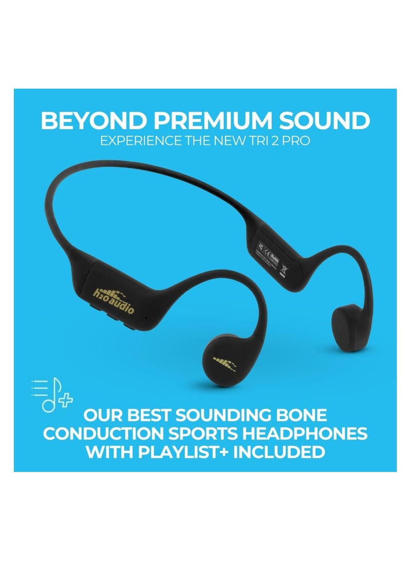 H2O Audio H2O TRI 2 Pro Multi-Sport Headphones with BT & MP3 & PLAYLIST+ - Black & Gold - Image 3