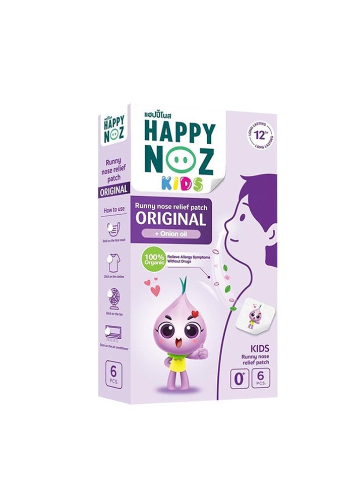 Happy Noz Kids Runny Nose Relief Patch with Onion Oil – 100% Organic, Long-Lasting 12hrs – 6 Pcs for Babies & Toddlers