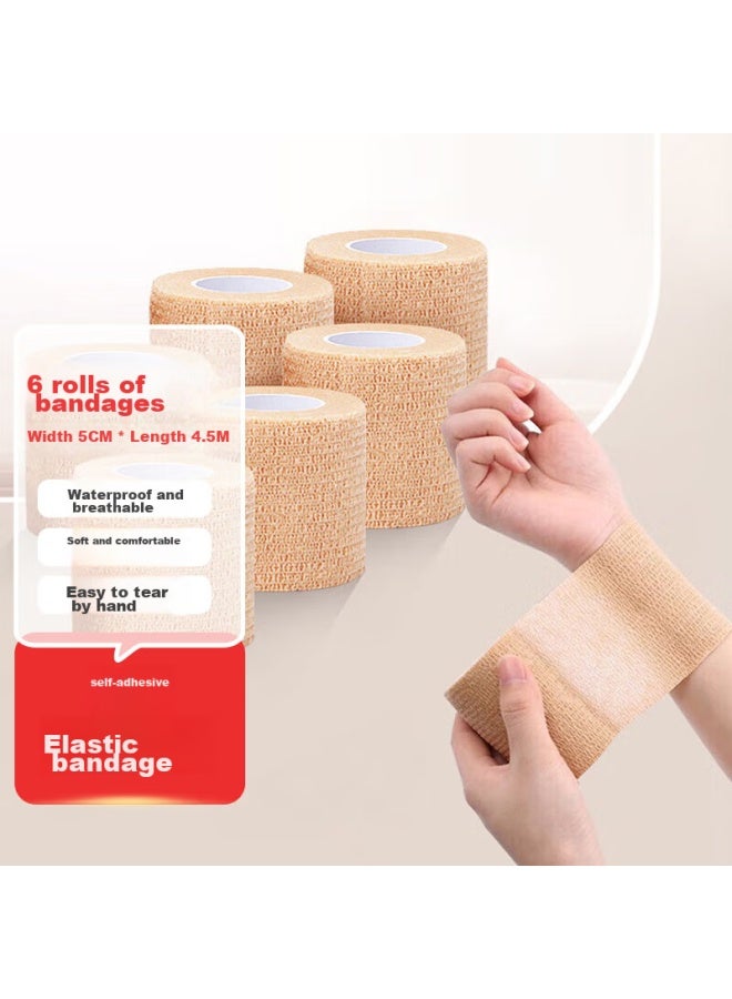Lac Elastic Self-adhesive Bandage For Hand Protection, Boxing Leg Wraps, Hand And Ankle Support, Sports Elastic Bandage, 6 Rolls, 5cm X 4.5m - Image 1