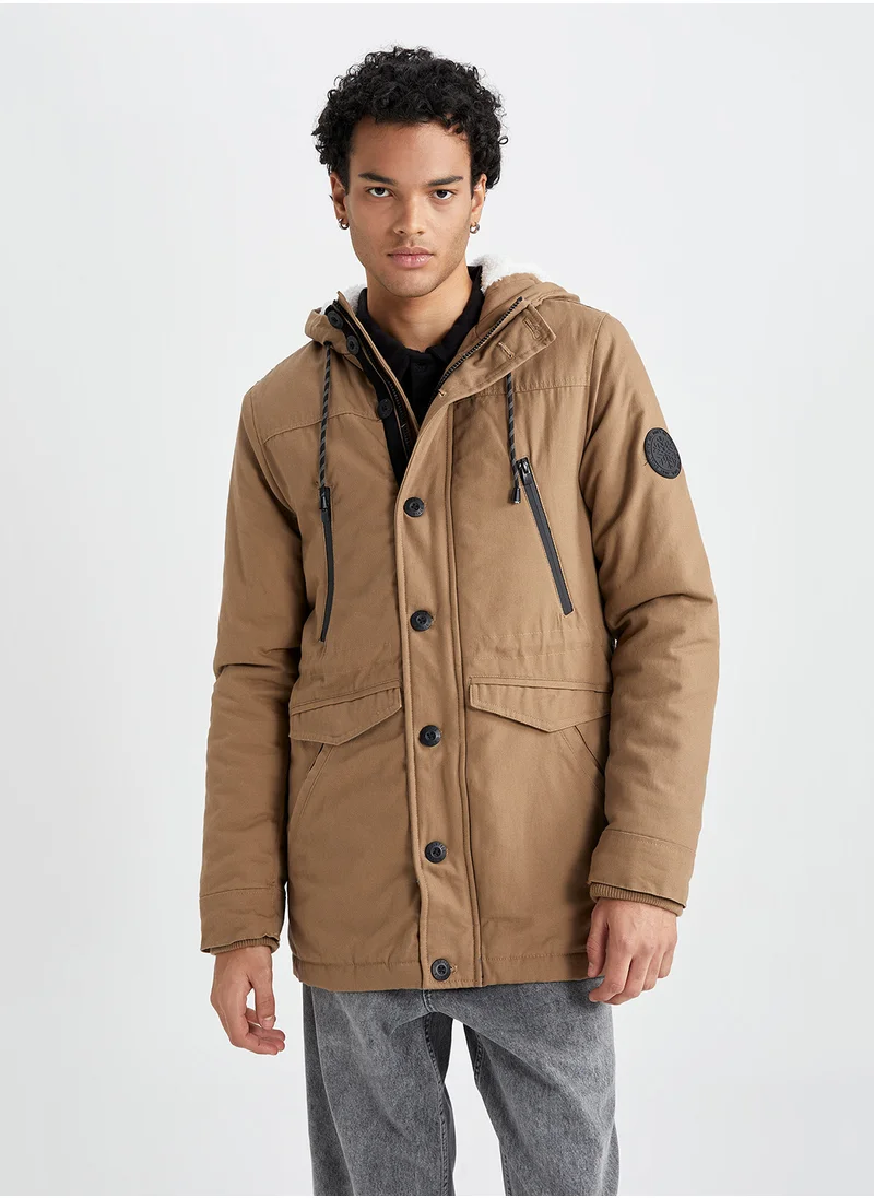 DeFacto Slim Fit Hooded Plush Lined Parka Jacket