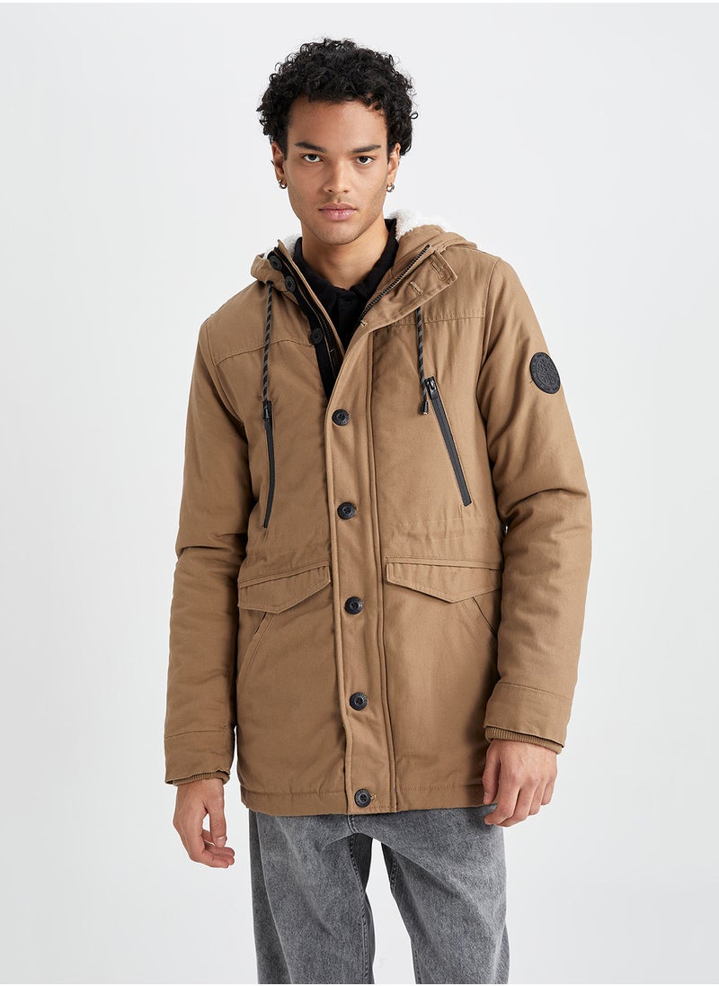 DeFacto - Slim Fit Hooded Plush Lined Parka Jacket - Image 1