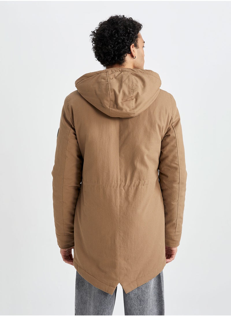 DeFacto - Slim Fit Hooded Plush Lined Parka Jacket - Image 1