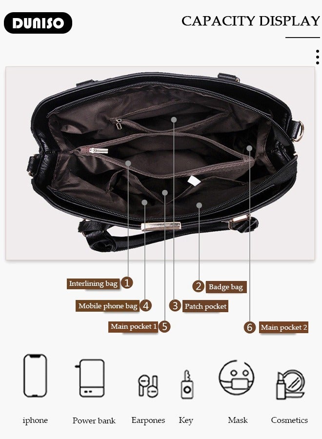 DUNISO Women's Handbag with Removable Shoulder Strap, Soft PU Leather Elegant Tote Bag, Large Capacity Tote Shoulder Bag, Fashion Ladies Satchel Bag for Office Travel Daily - Image 5