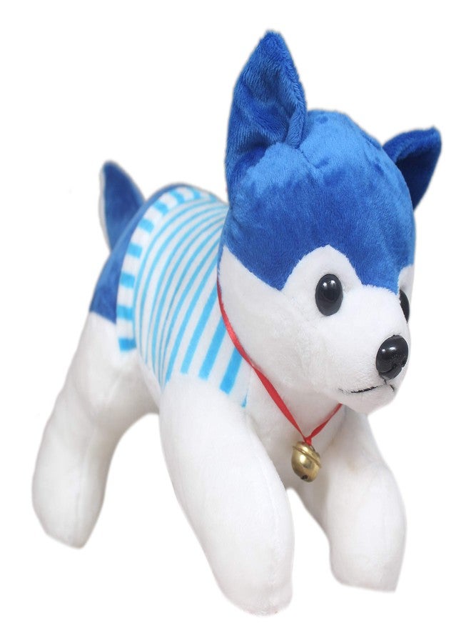 Tickles Blue Cute Soft Stuffed Plush Animal Dressed Laying Husky Dog (Color:Blue Size:32 cm) (Made in India) - Image 2