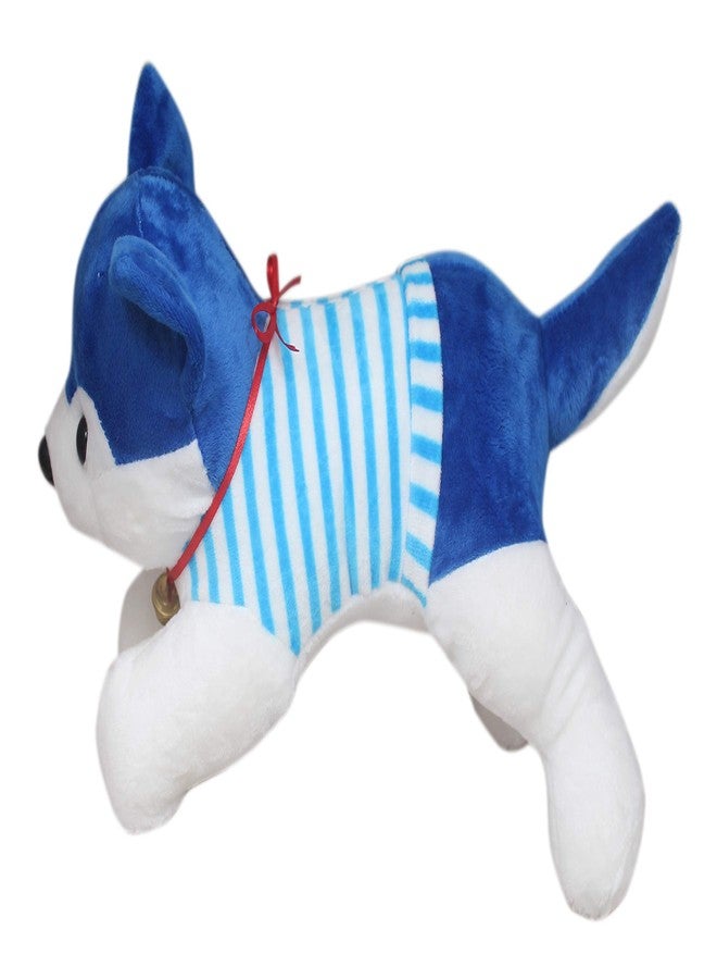 Tickles Blue Cute Soft Stuffed Plush Animal Dressed Laying Husky Dog (Color:Blue Size:32 cm) (Made in India) - Image 3
