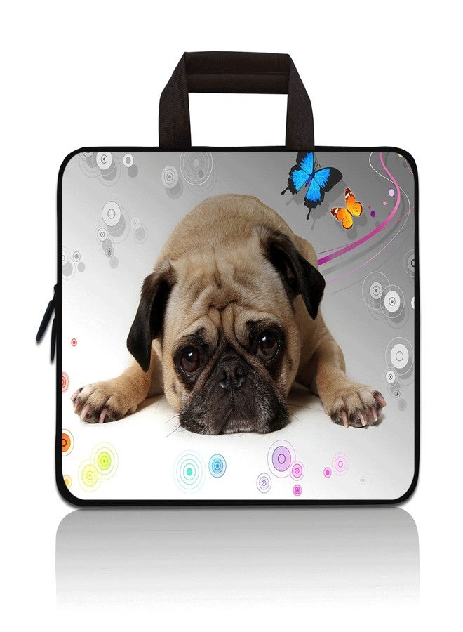 HAPLIVES Universal 7~9 inch Kids Tablet Portable Neoprene Zipper Carrying Sleeve Case Bag Fits 7" 8" 8.5" 8.9" 9" iPad mini 5 4 3 2 1, Galaxy Tab A 8.0 (Pug & Butterfly)