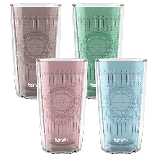 Tervis Romantic Embossed Hobnail Collection Made in USA Double Walled Insulated Tumbler Travel Cup Keeps Drinks Cold Hot 16oz 4pk Assorted - Image 1