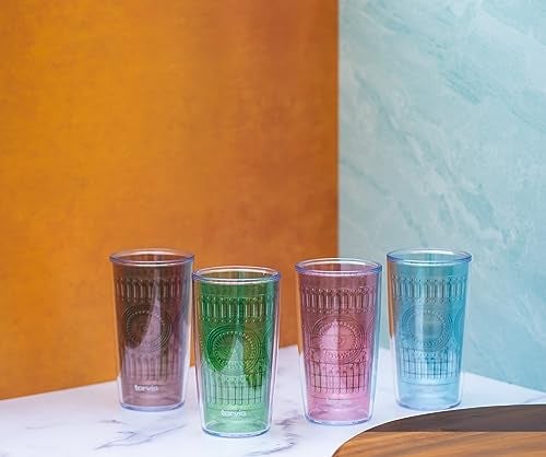 Tervis Romantic Embossed Hobnail Collection Made in USA Double Walled Insulated Tumbler Travel Cup Keeps Drinks Cold Hot 16oz 4pk Assorted - Image 3