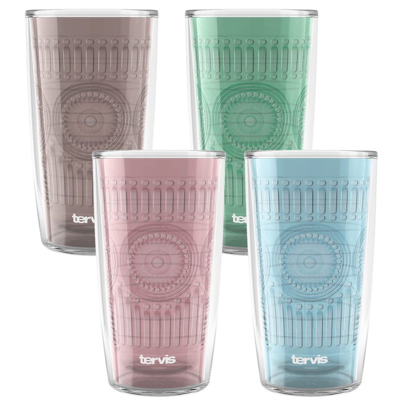 Tervis Romantic Embossed Hobnail Collection Made in USA Double Walled Insulated Tumbler Travel Cup Keeps Drinks Cold Hot 16oz 4pk Assorted - Image 2