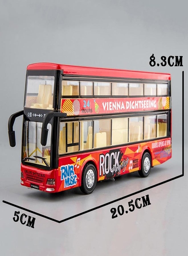 DEUSON ECOM Double Decker Long Bus Toys for Kids Diecast Metal London Bus Light & Music Open Door Collection, Yellow - Image 2