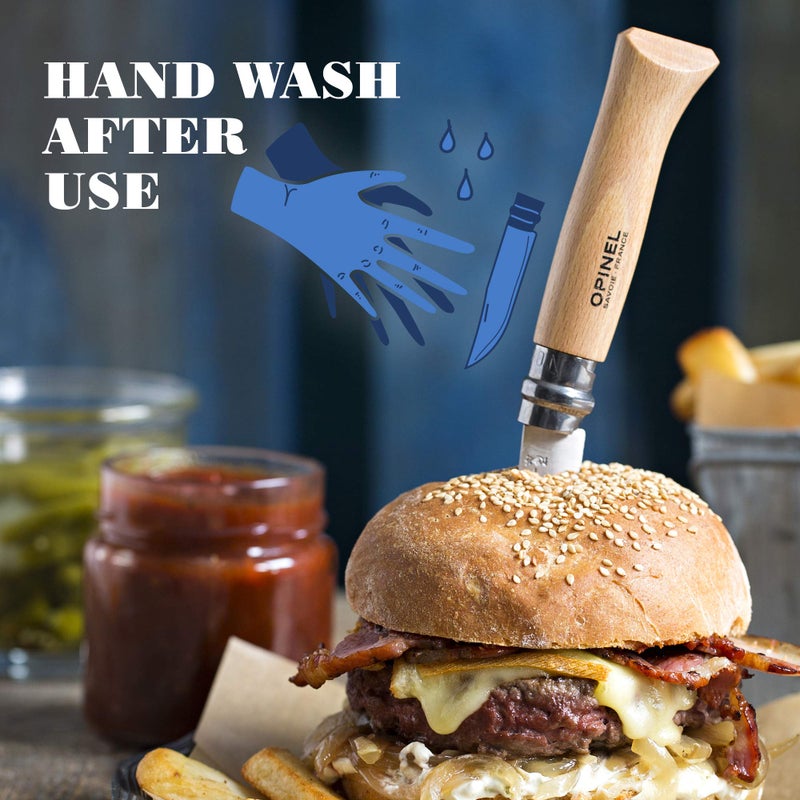 Opinel سكين أوبينيل رقم 08 القابلة للطي من الفولاذ المقاوم للصدأ مع مقبض من خشب البلوط - Image 5