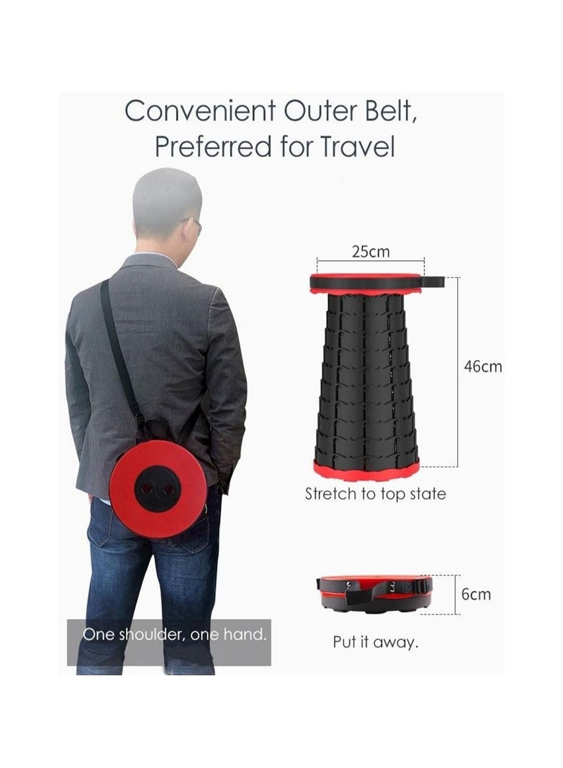 Swift Portable Telescoping Stool, Multifunctional Foldable Shrink Chair for Camping Garden Fishing Hiking Travel BBQ, Red - Image 3