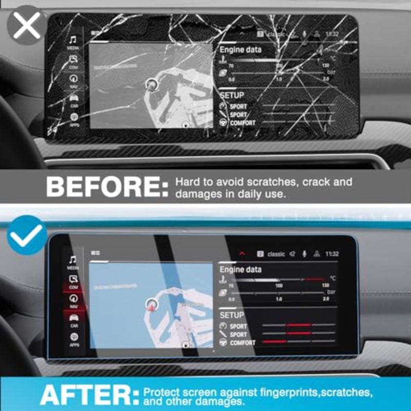 قطعتان من واقي الشاشة لسيارة BMW X3 X4 مقاس 12.3 بوصة تعمل باللمس موديل 2022-2024، زجاج مقسى 9H، أسود، مضاد لبصمات الأصابع - Image 3