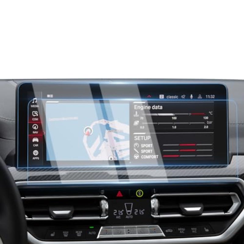 قطعتان من واقي الشاشة لسيارة BMW X3 X4 مقاس 12.3 بوصة تعمل باللمس موديل 2022-2024، زجاج مقسى 9H، أسود، مضاد لبصمات الأصابع - Image 1
