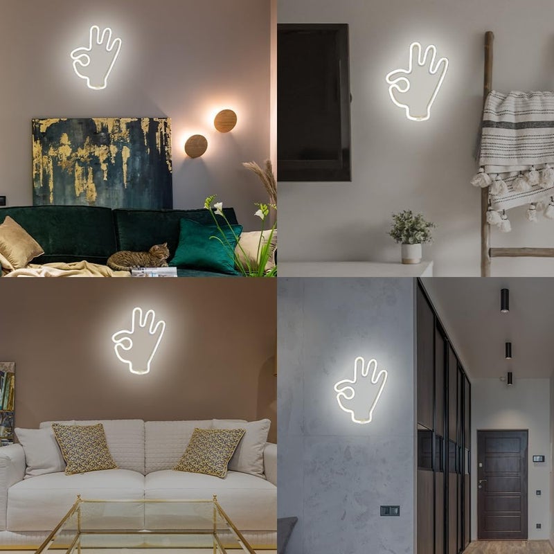Luckam OK Gesture Neon Light Sign, USB or 3 AA Battery Powered Neon Sign, LED Light Art Wall Decoration for Bedroom, Room, Wall Decor Party Birthday - Image 2