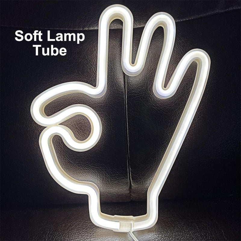 Luckam OK Gesture Neon Light Sign, USB or 3 AA Battery Powered Neon Sign, LED Light Art Wall Decoration for Bedroom, Room, Wall Decor Party Birthday - Image 3