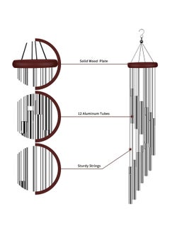 Generic Outside Wind Chimes, Wind Chimes Outdoor Clearance with 12 Aluminum Alloy Tubes and Hook, Memorial Wind Chimes Gift Decoration for Home, Patio, Garden, Outdoor  - Image 2