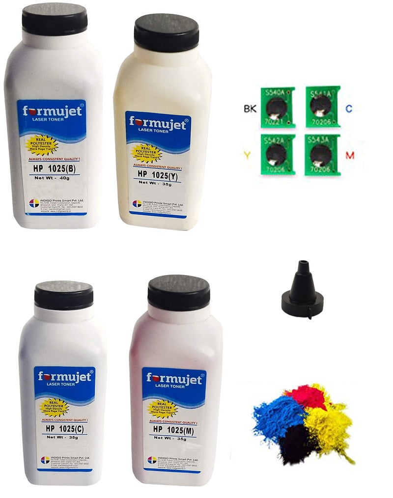 Formujet 1025 Color Toner Powder & Chip Set for Refilling HP Color LaserJet Toner Cartridge E310A, CE311A, CE312A, CE313A (CMYBk) Used in Printers CP1020, CP1025,1515, M1312, CP1525, CP2025, CP5225 - Image 2