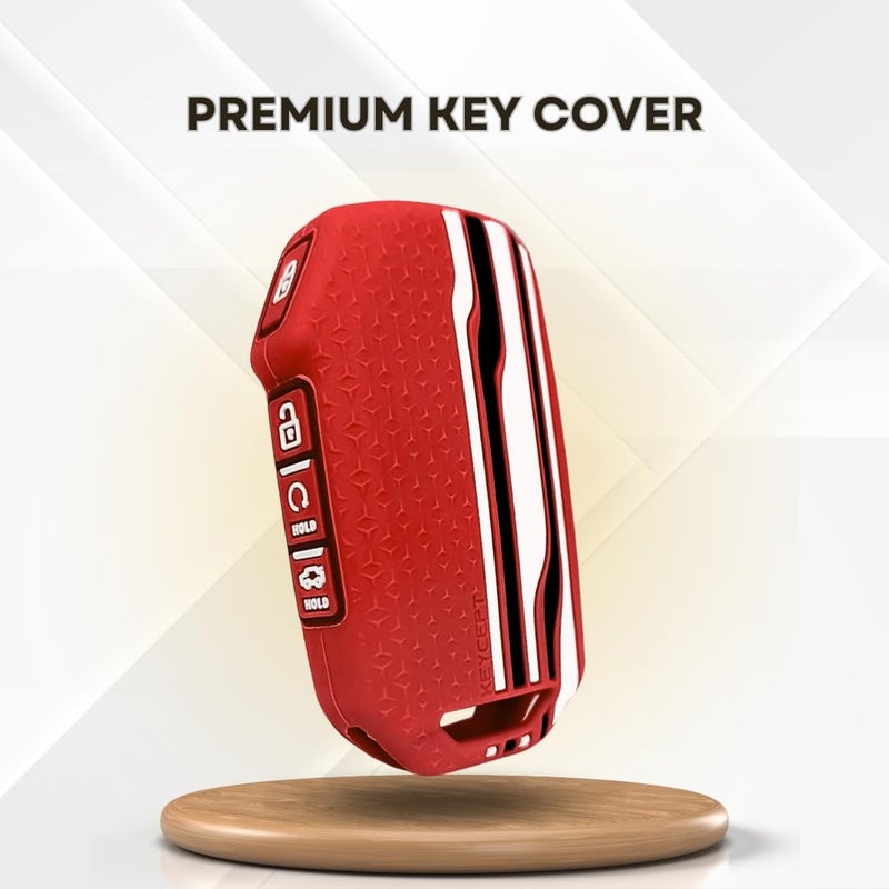 Keycept™ Tristar Key Cover for Kia Seltos 2024, 2023 Facelift HTX | Sonet Facelift | Carens | Carens Clavis | X Line | Carens Prestige 4 Button Smart Key (Red) - Image 5