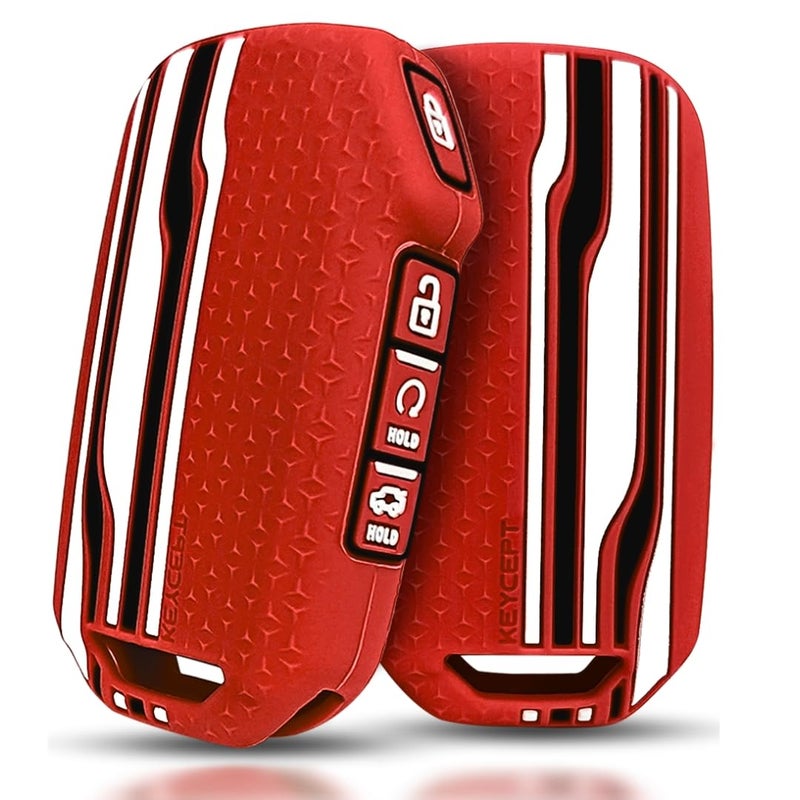 Keycept™ Tristar Key Cover for Kia Seltos 2024, 2023 Facelift HTX | Sonet Facelift | Carens | Carens Clavis | X Line | Carens Prestige 4 Button Smart Key (Red) - Image 1