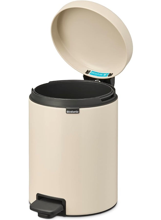 Brabantia NewIcon 5L Pedal Bin - Soft Beige Bathroom Trash Can with Soft-Close Lid - Image 3