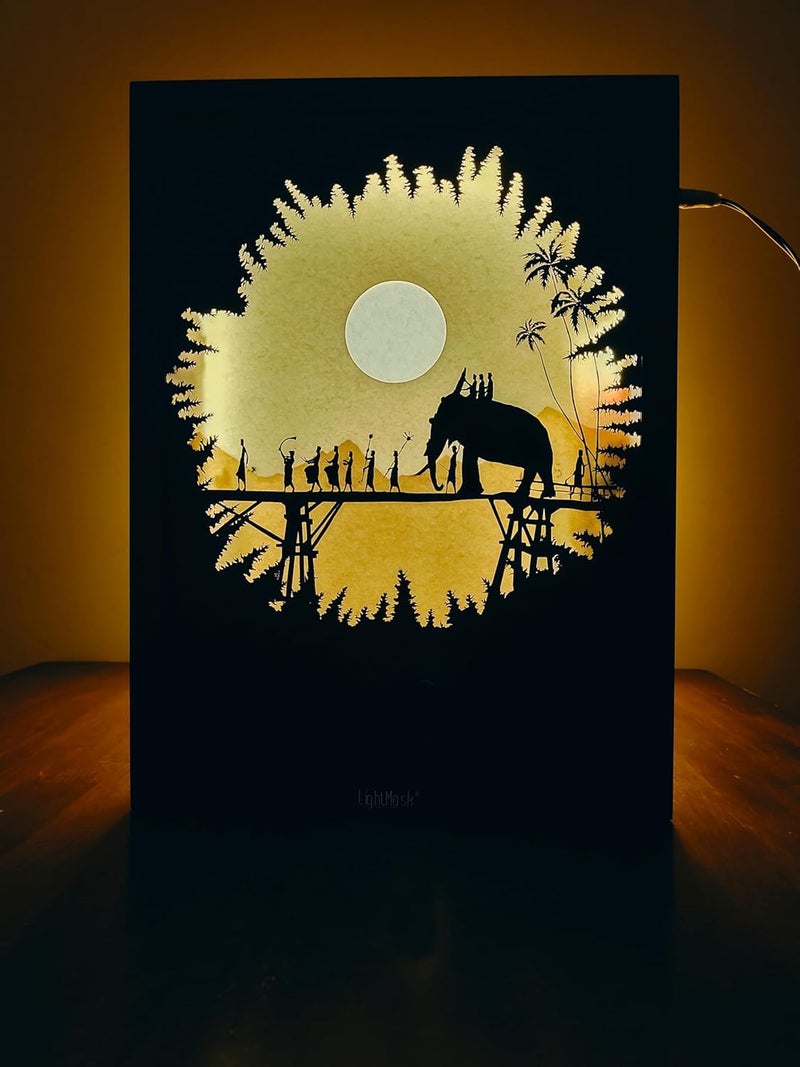LightMask - Beyond Imagination Kerala Festival 3D Shadow Box 116x156 Inch LED Photo Frame Illuminated Light Art Dcor LED Night Light Painting Decoration LED Wall Art Traditional Festival Lamp Light Up Artwork - Image 1