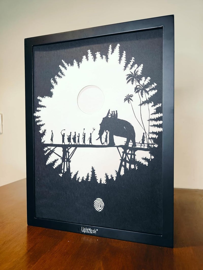 LightMask - Beyond Imagination Kerala Festival 3D Shadow Box 116x156 Inch LED Photo Frame Illuminated Light Art Dcor LED Night Light Painting Decoration LED Wall Art Traditional Festival Lamp Light Up Artwork - Image 3