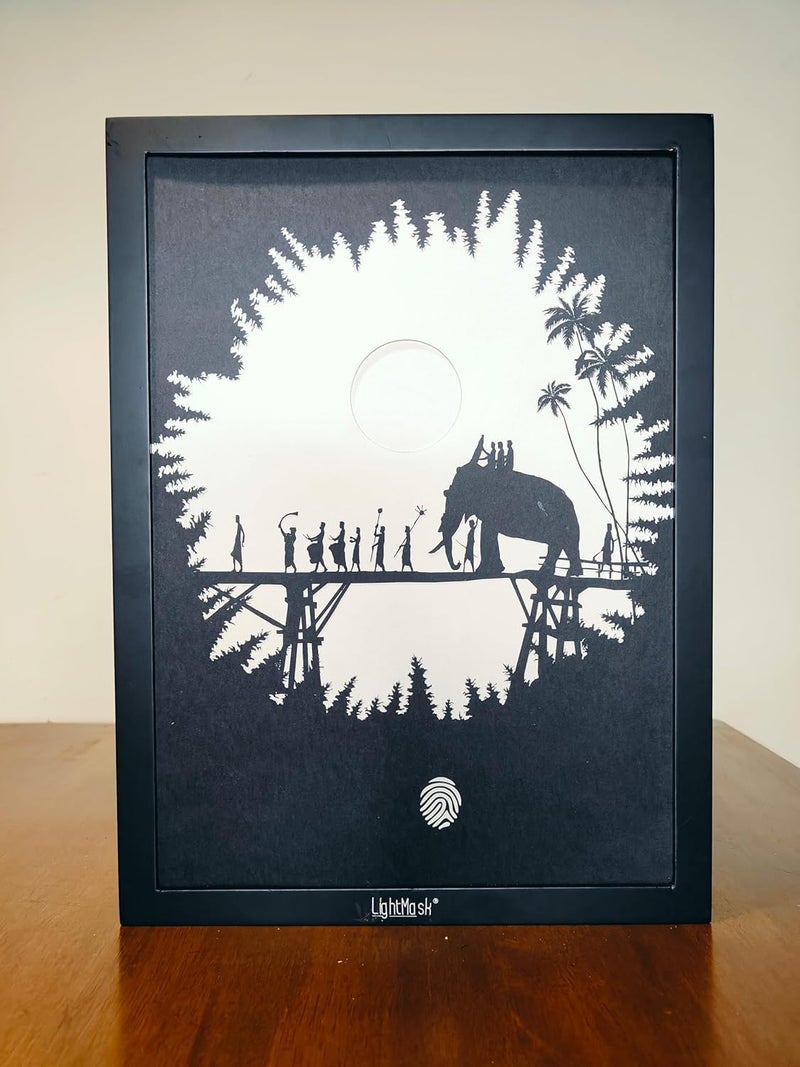 LightMask - Beyond Imagination Kerala Festival 3D Shadow Box 116x156 Inch LED Photo Frame Illuminated Light Art Dcor LED Night Light Painting Decoration LED Wall Art Traditional Festival Lamp Light Up Artwork - Image 2