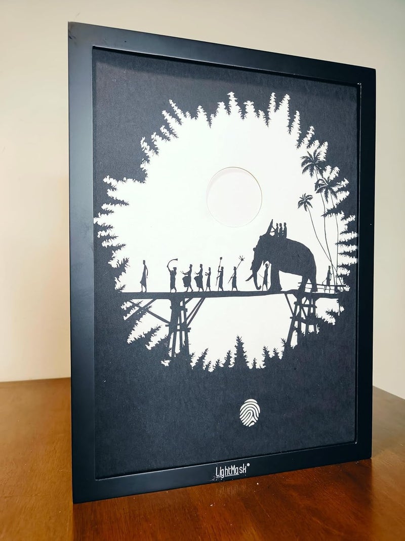 LightMask - Beyond Imagination Kerala Festival 3D Shadow Box 116x156 Inch LED Photo Frame Illuminated Light Art Dcor LED Night Light Painting Decoration LED Wall Art Traditional Festival Lamp Light Up Artwork - Image 4