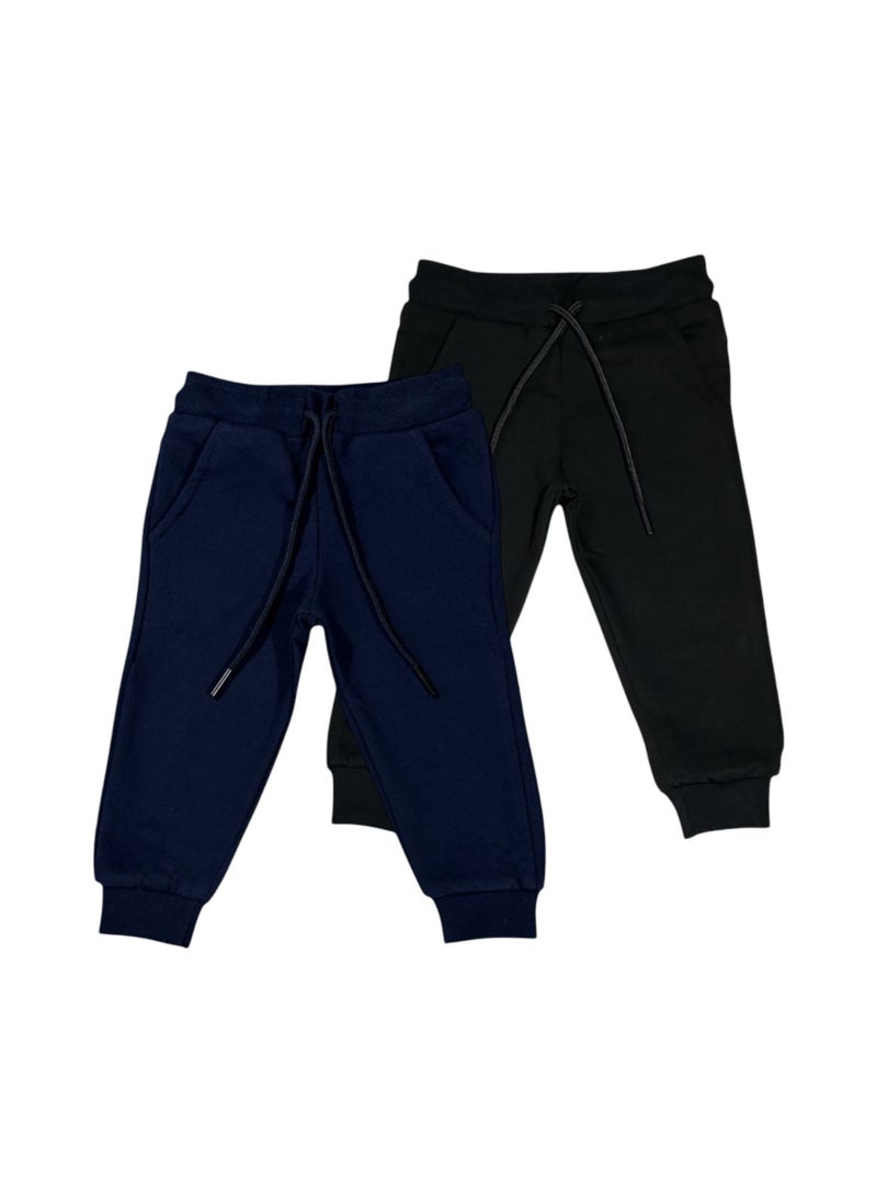 Baby Co. Navy Blue & Black kids sweatpants (2 pack) 