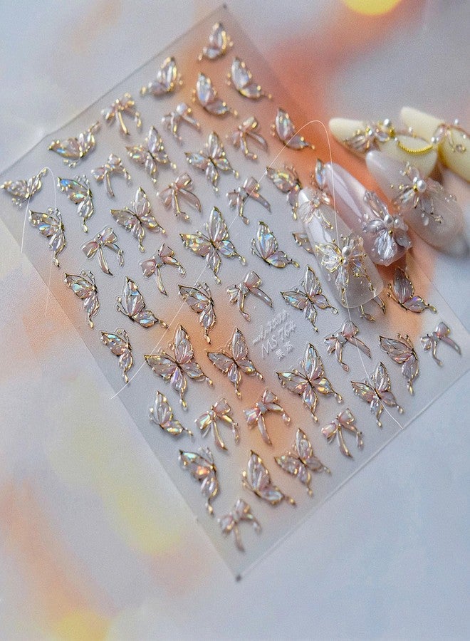 TailaiMei Butterflies Nail Stickers, Jelly Glitter Design Self-Adhesive Nail Art Decals for DIY Nail Decorations (512) - Image 3