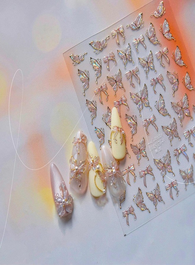 TailaiMei Butterflies Nail Stickers, Jelly Glitter Design Self-Adhesive Nail Art Decals for DIY Nail Decorations (512) - Image 5