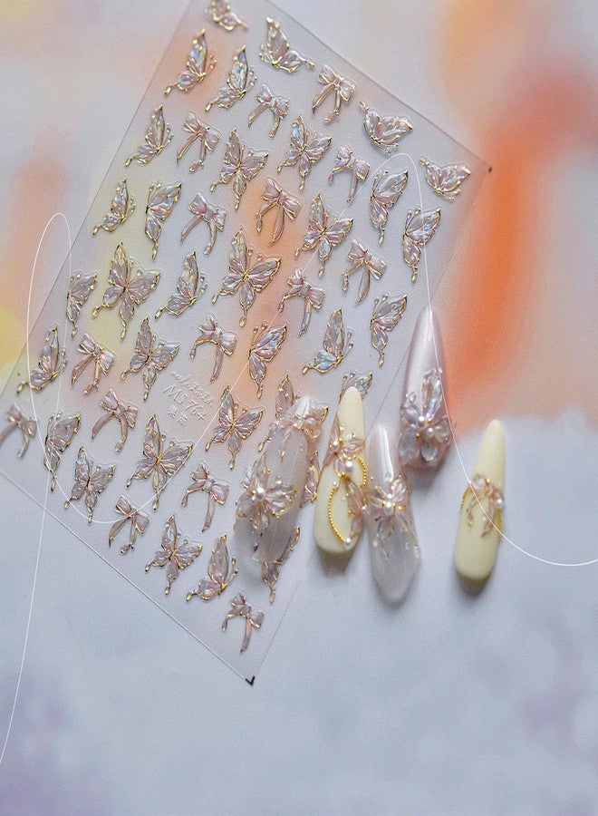 TailaiMei Butterflies Nail Stickers, Jelly Glitter Design Self-Adhesive Nail Art Decals for DIY Nail Decorations (512) - Image 4