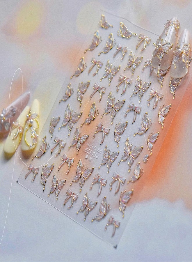 TailaiMei Butterflies Nail Stickers, Jelly Glitter Design Self-Adhesive Nail Art Decals for DIY Nail Decorations (512) - Image 2