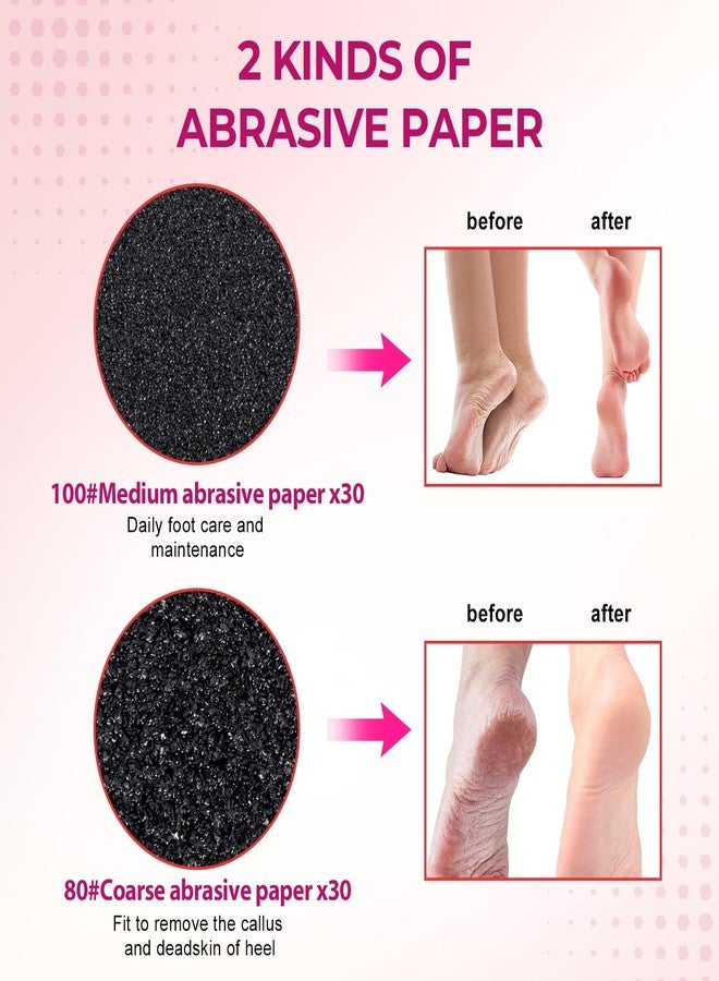 Krofaue 60 PCS Replaceable Sandpaper Discs - 80 & 100 Grit Pad Refills for Electric Foot File Callus Remover - Dead Skin and Calluses Removal - Image 3