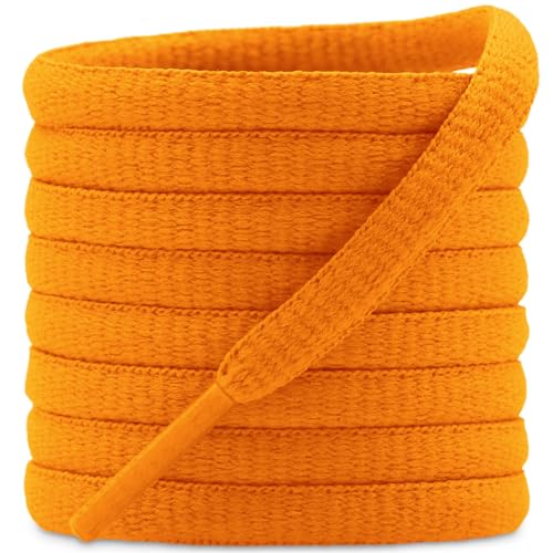 DELELE 2Pair Oval Shoes laces 42 Colors Half Round 1/4" Athletic ShoeLaces for Sport/Running Shoes Shoe Strings Orange -45 inch - Image 1