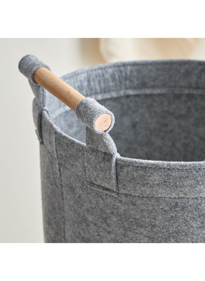 Home Box طقم سلال غسيل مصنوعة من الفelt مكون من 3 قطع مع مقبض خشبي 41 x 55 x 41 سم  - Image 3