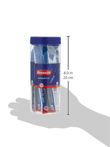 Reynolds R5 8 BLUE 2 BLACK RollerBall Pens| Roller PEN WITH COMFORTABLE GRIP | BLUE ROLLER BALL PENS FOR WRITING | PEN FOR PROFESSIONALS | 0.5 mm TIP SIZE - Image 3