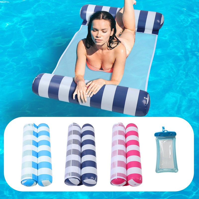 Auspicious Rain 3 Pack Upgrated Water Pool Floats 4in1 Hammock Saddle Lounge Chair Drifter MultiPurpose Water Pool Float NonStick PVC Material - Image 2